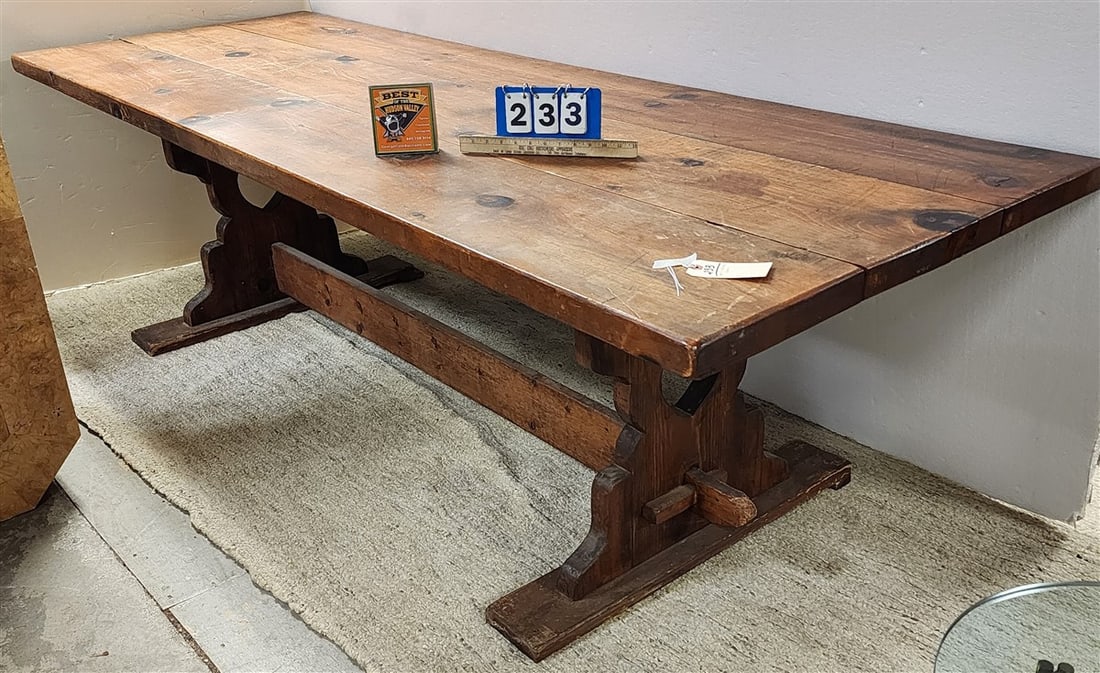 Pine Trestle Table 28" H X 8' L X 34" W (1 of 2)