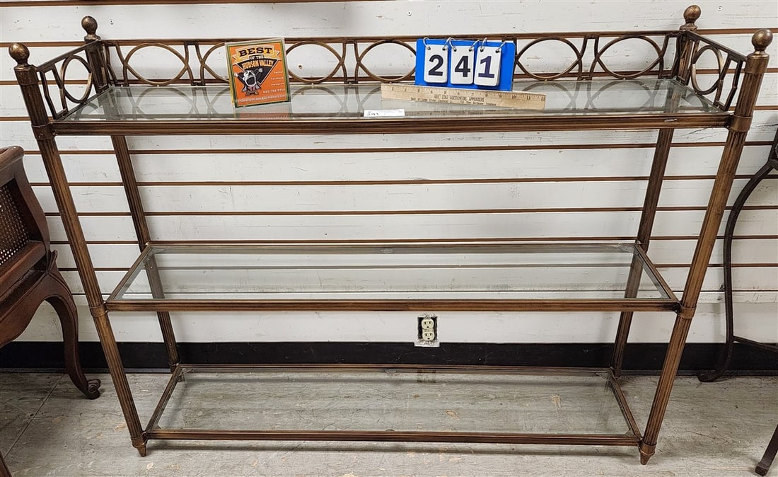 Wrought 3 Tier Stand 37" H X 48" W X 12" D: Wrought 3 Tier Stand 37" H X 48" W X 12" D