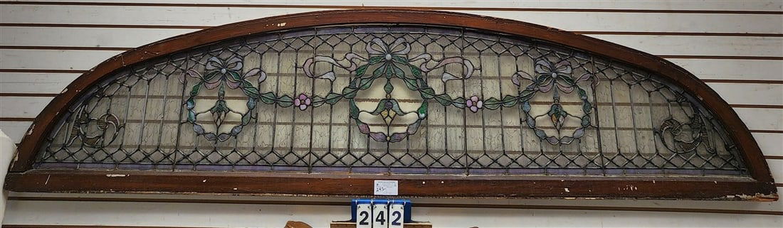 Vintage Leaded Glass Window Sash 22 1/2" H X 7'10" (1 of 2)