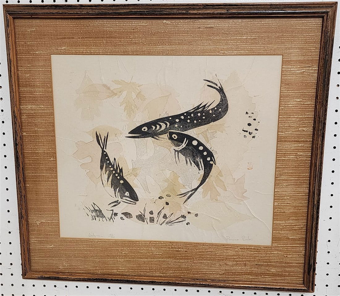 Block Print 'Autumn' Pencil Sgnd 46/50 15 1/2" X 18" w/Frame 23 1/2" X 26": Block Print 'Autumn' Pencil Sgnd 46/50 15 1/2" X 18" w/Frame 23 1/2" X 26"