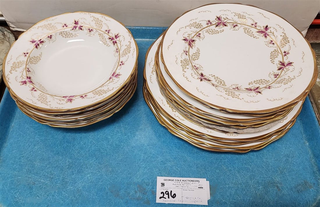 Tray 17 19th C Plates Tiffany & Co. Grosvenor China England - 4- 10 1/2" Plates, 7- 9" Diam Plates, (1 of 3)