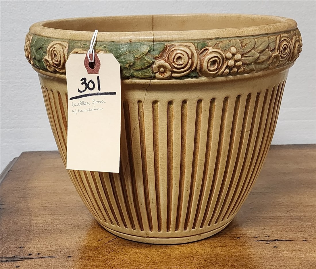 Weller 'Zona' Jardenier (Has Hairline Crack) 9" H X 11" Diam.: Weller 'Zona' Jardenier (Has Hairline Crack) 9" H X 11" Diam.