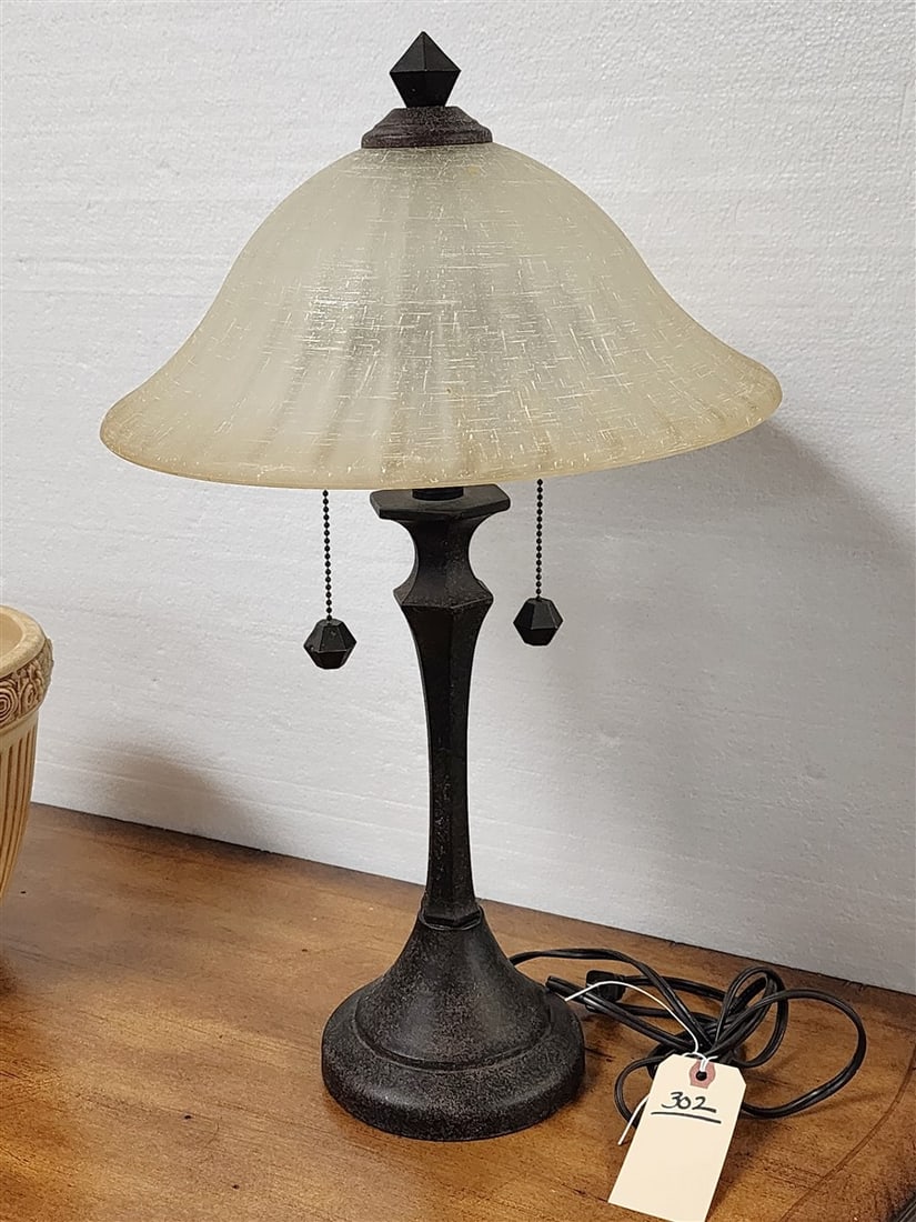 Metal Base Table Lamp w/Glass Shade 23" (1 of 2)