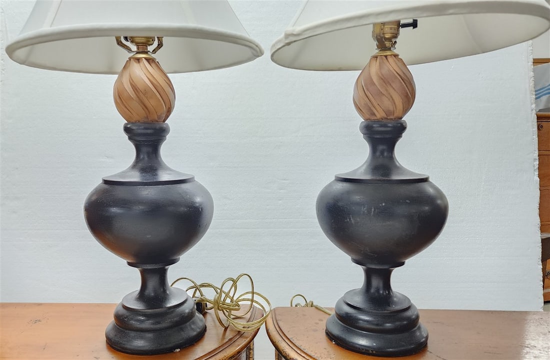 Pr. Wooden Table Lamps 26" H (1 of 2)