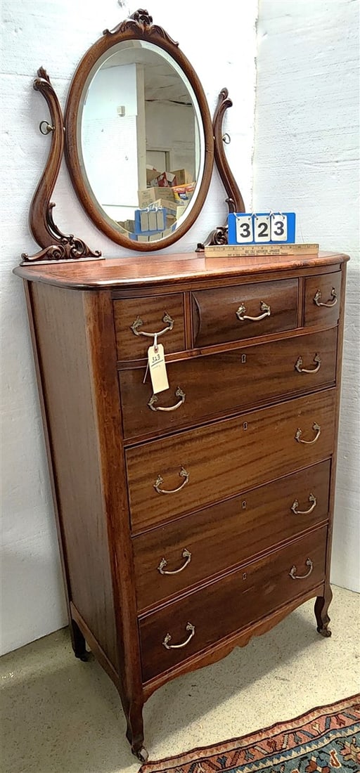 Mahogany 7 Drawer Dresser 73" H X 32" W X 18" D (1 of 2)