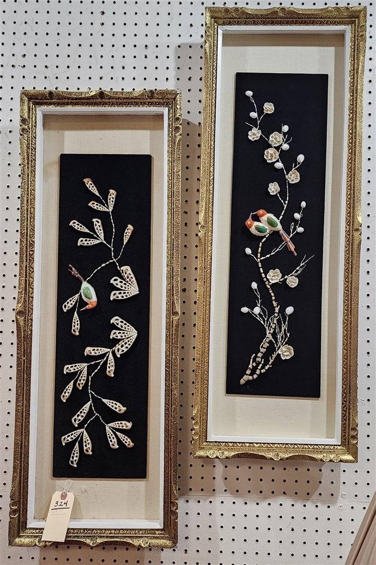 Set 4 Framed Shell Art 37 1/2" X 13 3/4" Ea.: Set 4 Framed Shell Art 37 1/2" X 13 3/4" Ea.