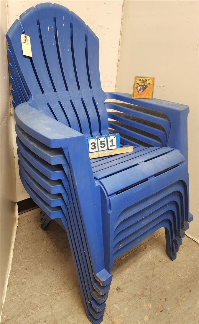 Set 6 Plastic Stackable Adirondak Chairs: Set 6 Plastic Stackable Adirondak Chairs