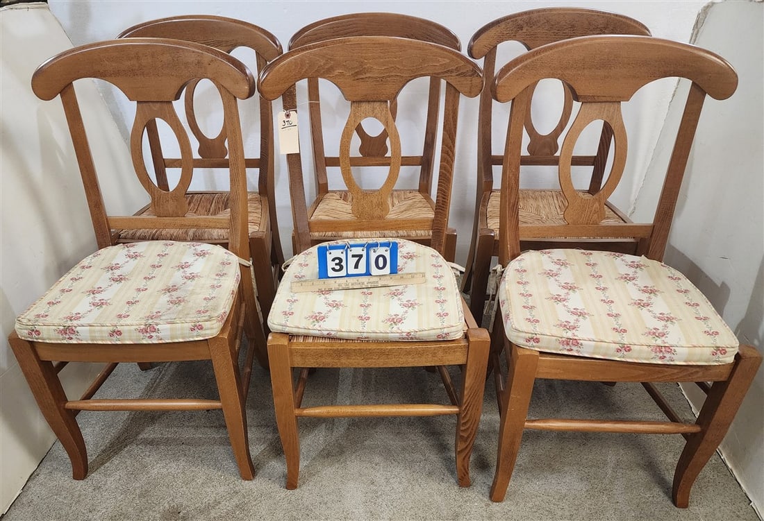 Set 6 Pine Rush Seat Chairs (1 of 7)