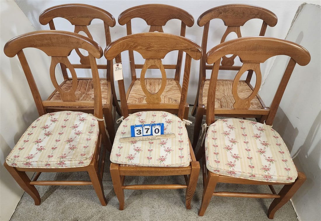 Set 6 Pine Rush Seat Chairs - 2