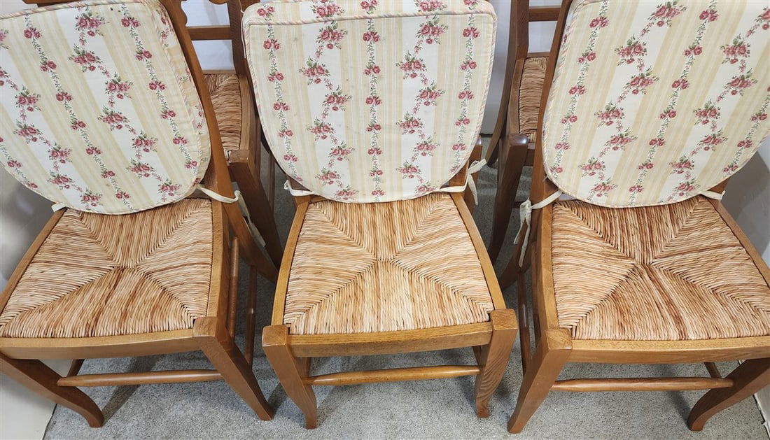 Set 6 Pine Rush Seat Chairs - 3