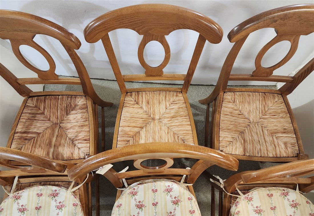 Set 6 Pine Rush Seat Chairs - 4