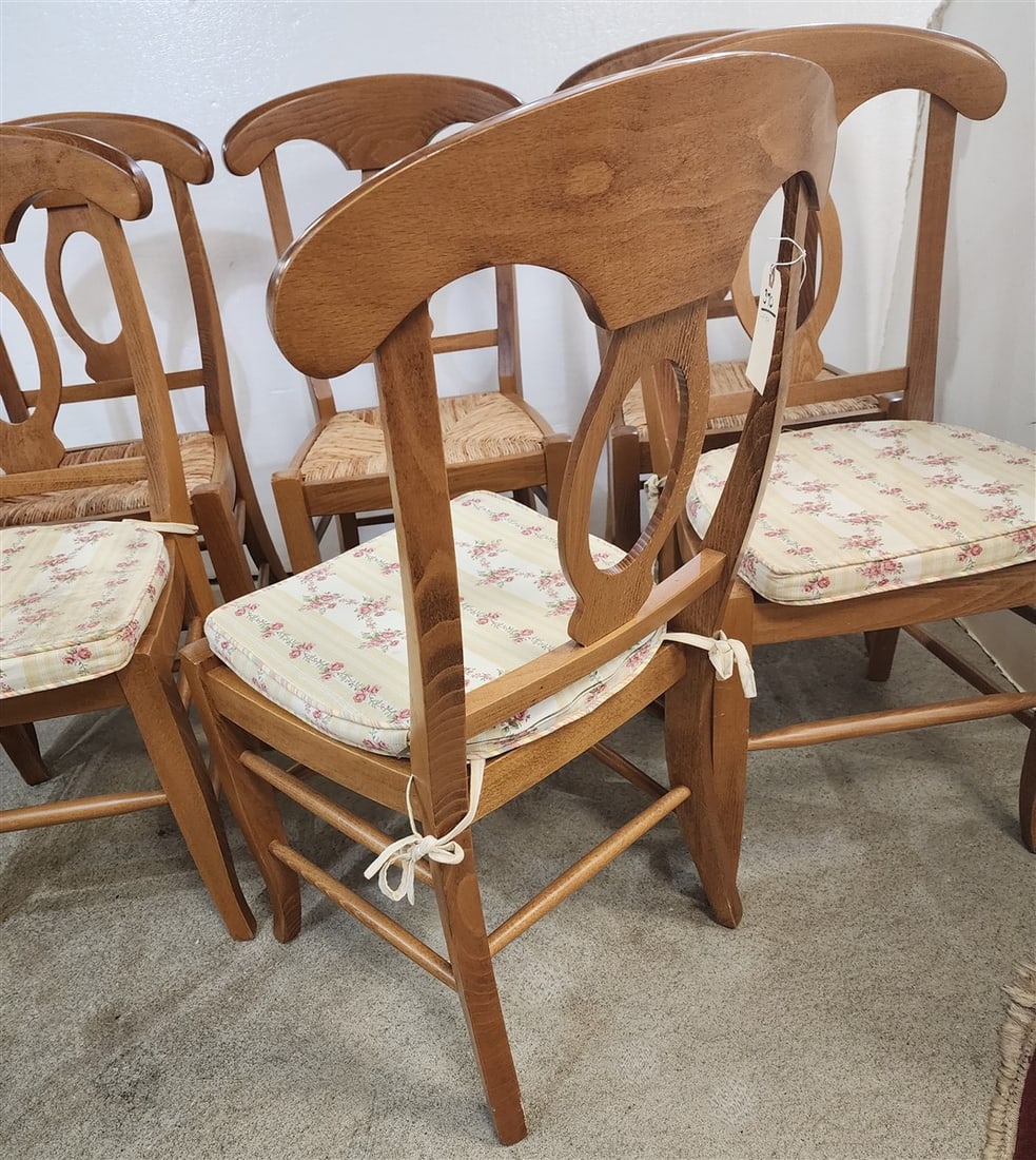 Set 6 Pine Rush Seat Chairs - 5