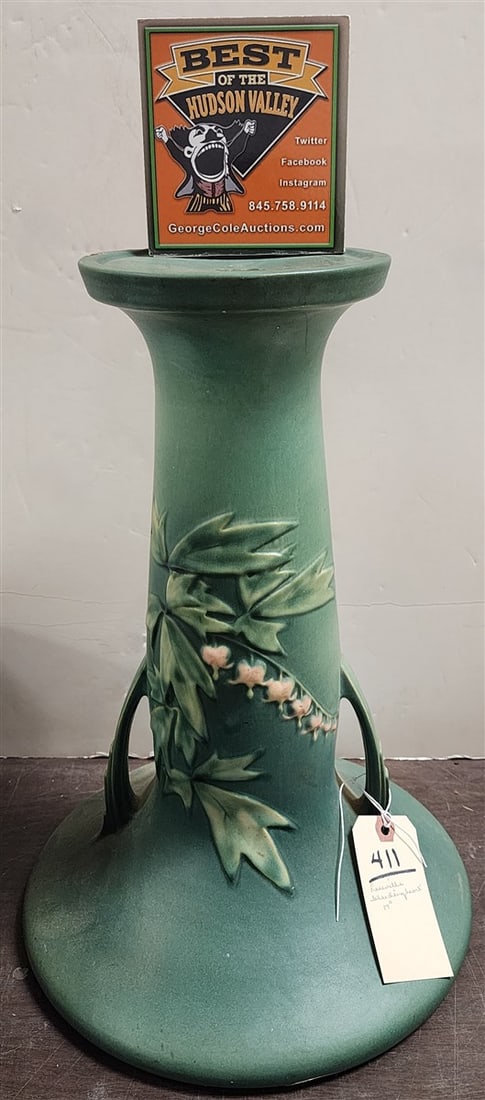 Roseville Bleeding Heart Plant Stand Base (Few Chips) 17": Roseville Bleeding Heart Plant Stand Base (Few Chips) 17"