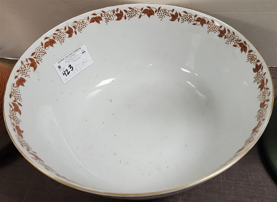 Repro Chinese Export Bowl 6 1/2" H X 14 1/2" Diam. (From The Livingston Estate, Teviotdale): Repro Chinese Export Bowl 6 1/2" H X 14 1/2" Diam. (From The Livingston Estate, Teviotdale)