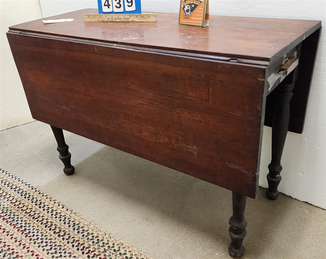 19th C Cherry Drop Leaf Table 29" H X 42" L X 19 1/2" W w/Hepplewhite Shield Back Chair 37" H X 251" (1 of 6)