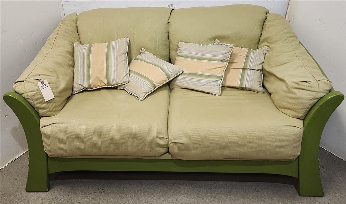 Wood Framed Uphols. Settee 32" H X 5' W X 24" D (1 of 4)