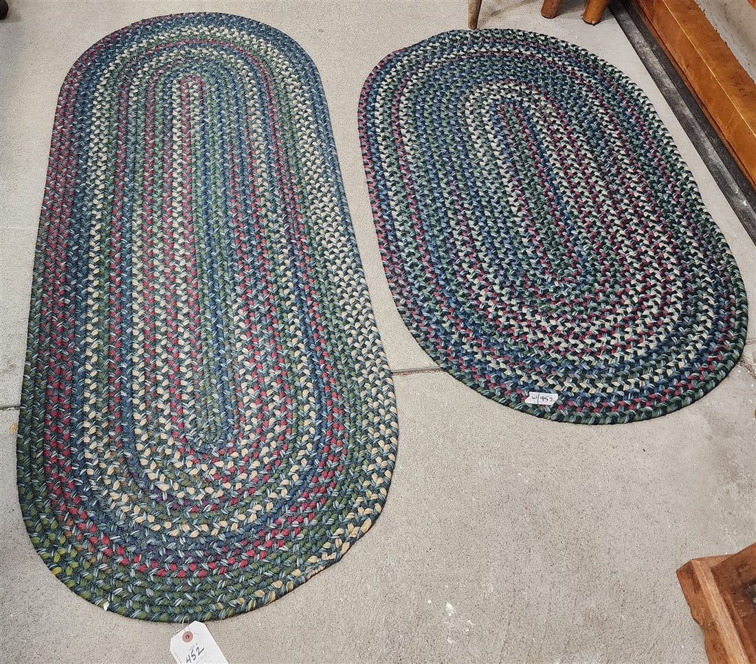 2 Braided Rugs - 24 1/2" X 5'1" + 28" X 46": 2 Braided Rugs - 24 1/2" X 5'1" + 28" X 46"