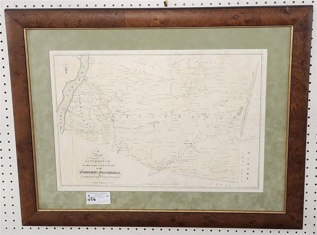Framed Map Of Livingston, Germantown & Clermont By John Wigman 17" X 24" w/Frame 25 1/2" X 33" (From (1 of 5)