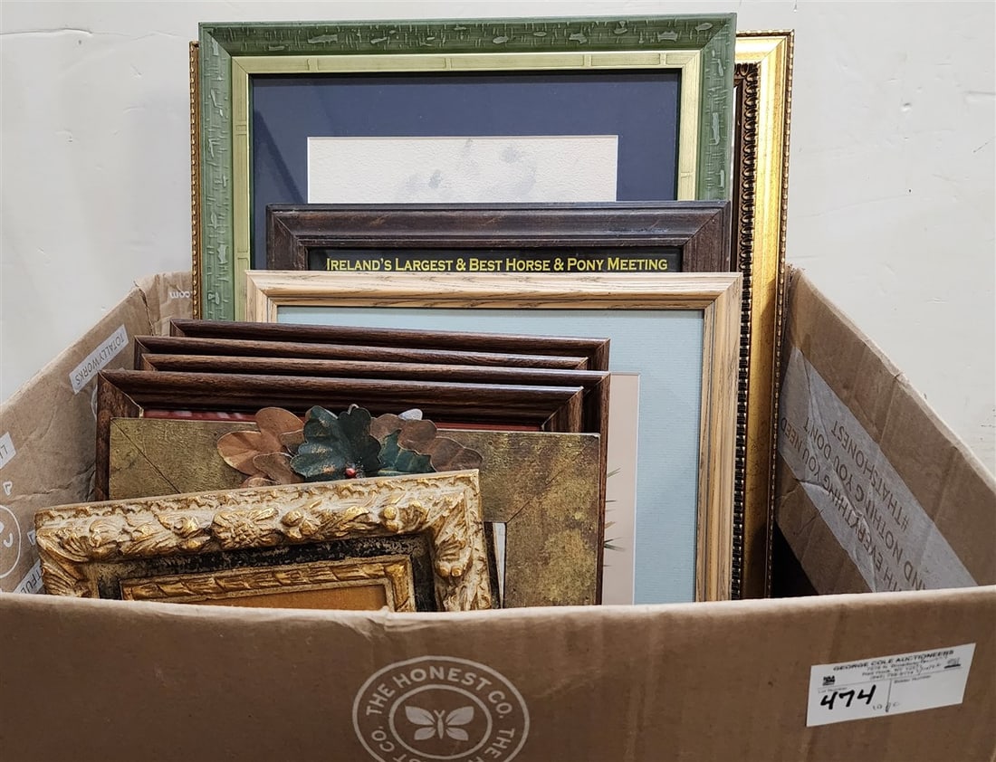 Bx 10 Framed Items - 2 Mirrors, Set Of 5 Bird Lithos, Etc. (1 of 1)