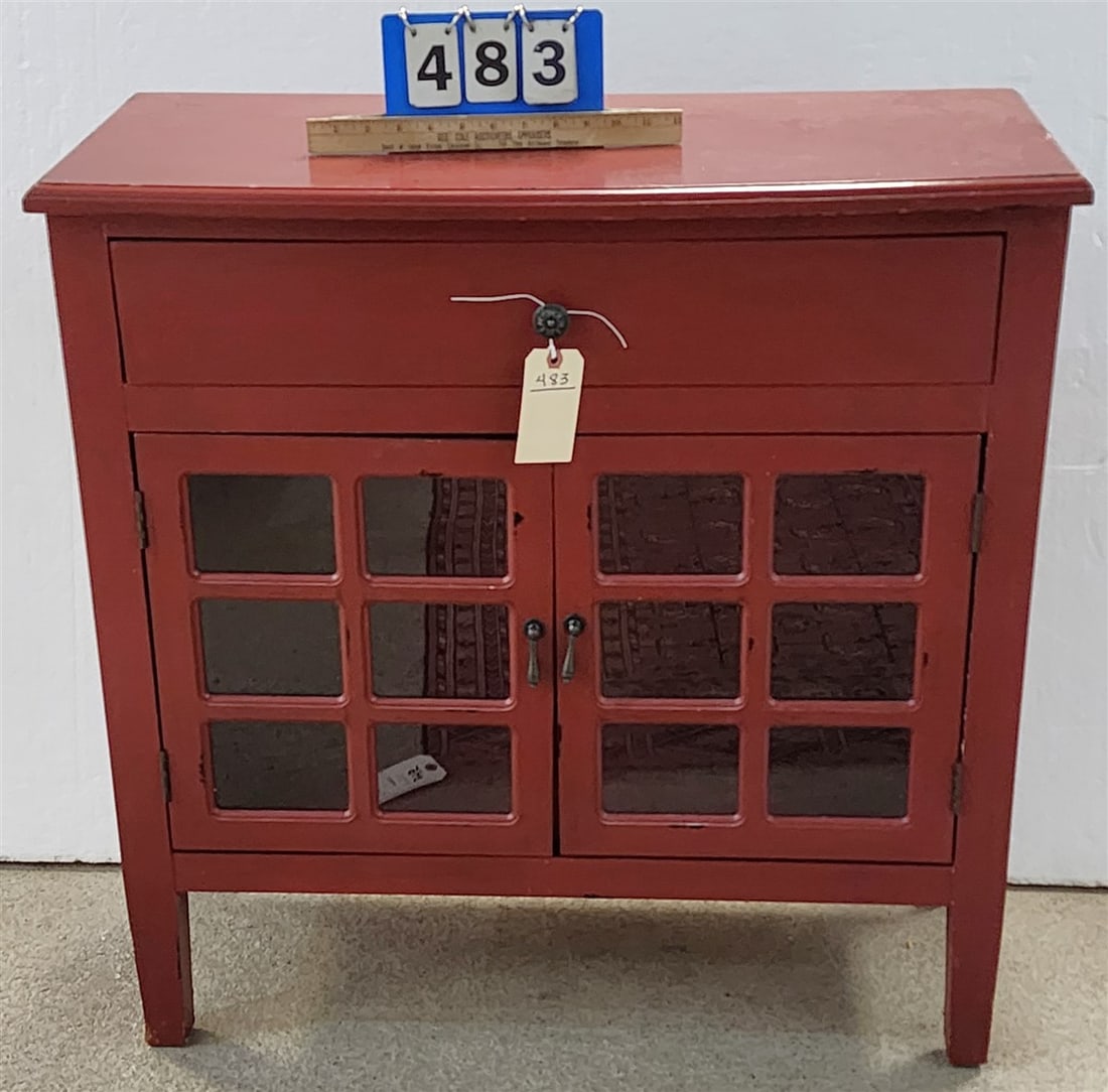 Red Cabinet 1 Drawer Over 2 Drawers 33" H X 32" W 13" D: Red Cabinet 1 Drawer Over 2 Drawers 33" H X 32" W 13" D