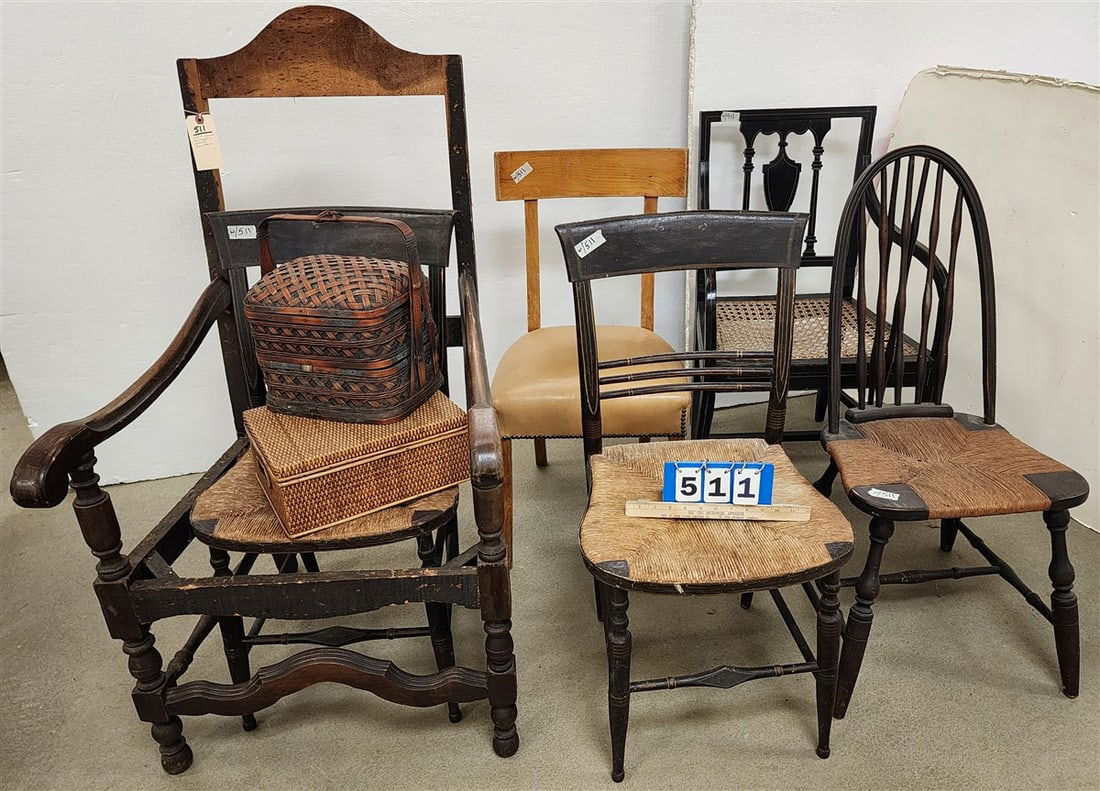 Lot 6 Chairs + 2 Baskets (From The Livingston Estate, Teviotdale) (1 of 4)