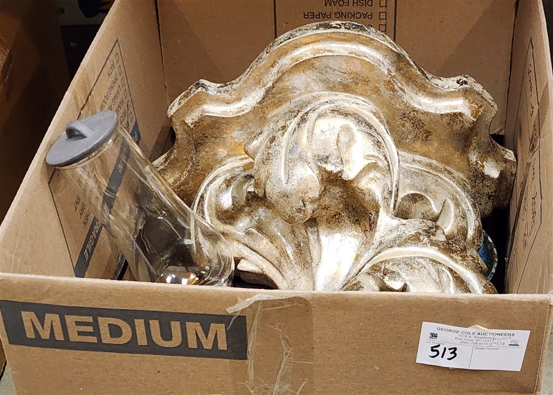 Bx Misc. - Pottery, Ceramics, Wall Bracket 14" H X 14" W X 8" D, Etc.: Bx Misc. - Pottery, Ceramics, Wall Bracket 14" H X 14" W X 8" D, Etc.