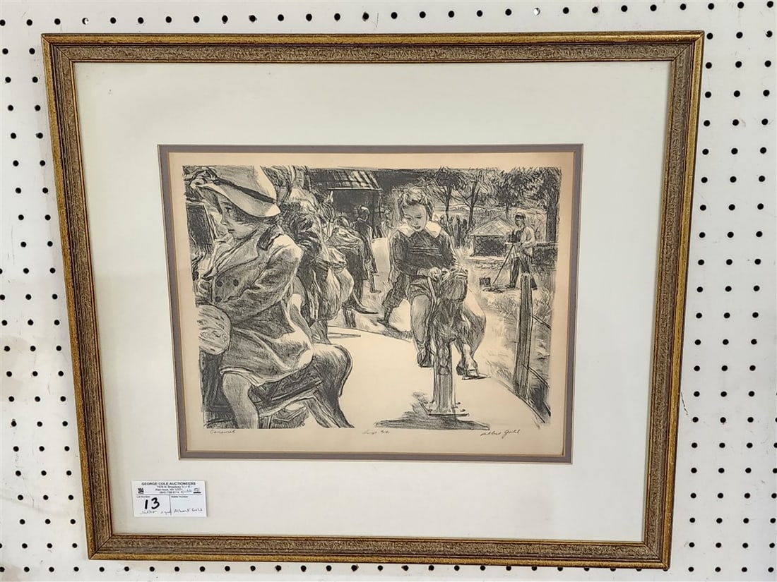 Framed Litho 'Carousel' Pencil Sgnd Albert Gold 11 1/4" X 14 1/4" w/Frame 20" X 22 1/2" (1 of 3)