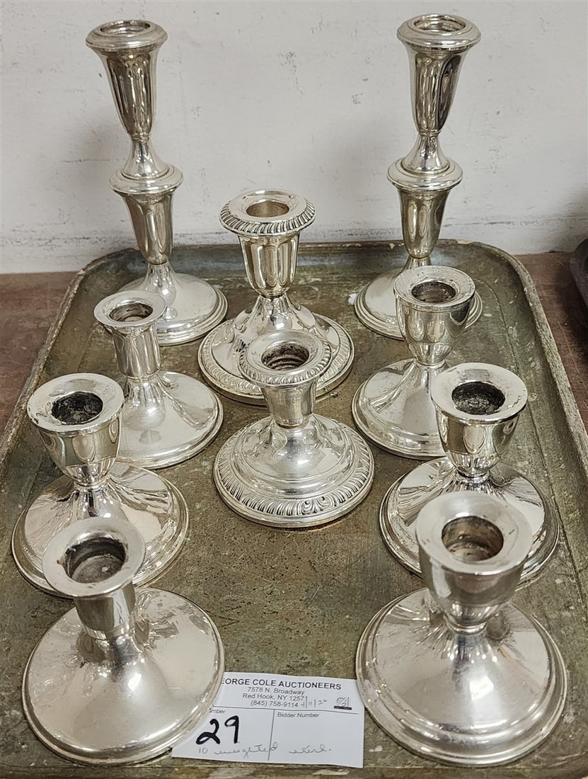 Tray 10 Weighted Sterling Candlesticks (1 of 2)
