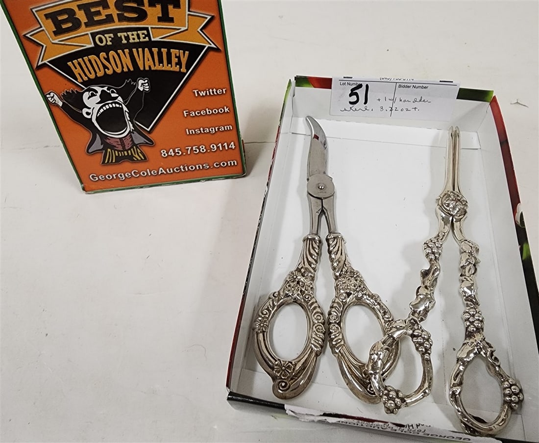 Lot 2 Grape Shears, 1- Sterling 3.22 ozT, 1- Sterling Handle (1 of 1)