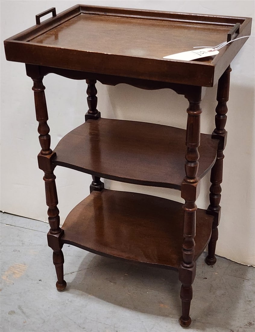 Mahogany 3 Tier Stand w/Tray Top 26 1/2" H X 16 1/2" W X 12 1/2" D (1 of 3)
