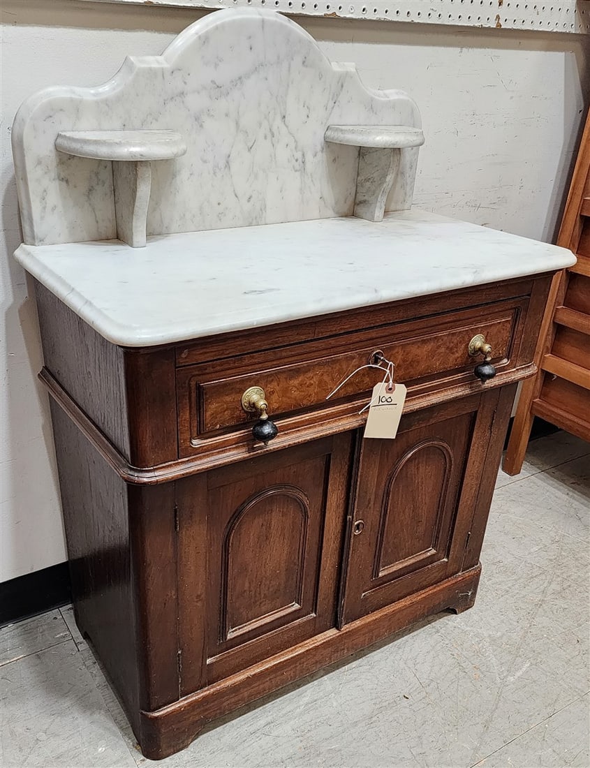 Victorian Walnut Marble Top Wash Stand 42" H X 31 1/2" W X 16" D (1 of 8)