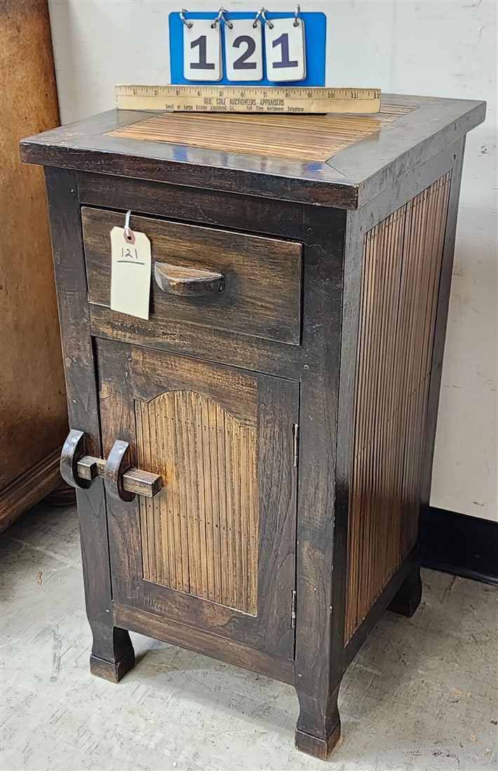 Mahogany & Bamboo One Drawer Over 1 Door Stand 29" H X 15" W X 15" D (1 of 3)