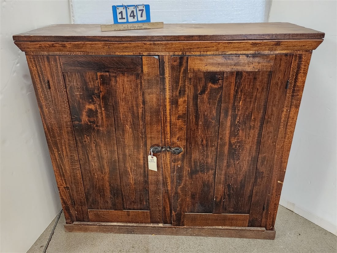Primitive 2 Door Cupboard 46" H X 50 1/2" W X 17" D (1 of 4)
