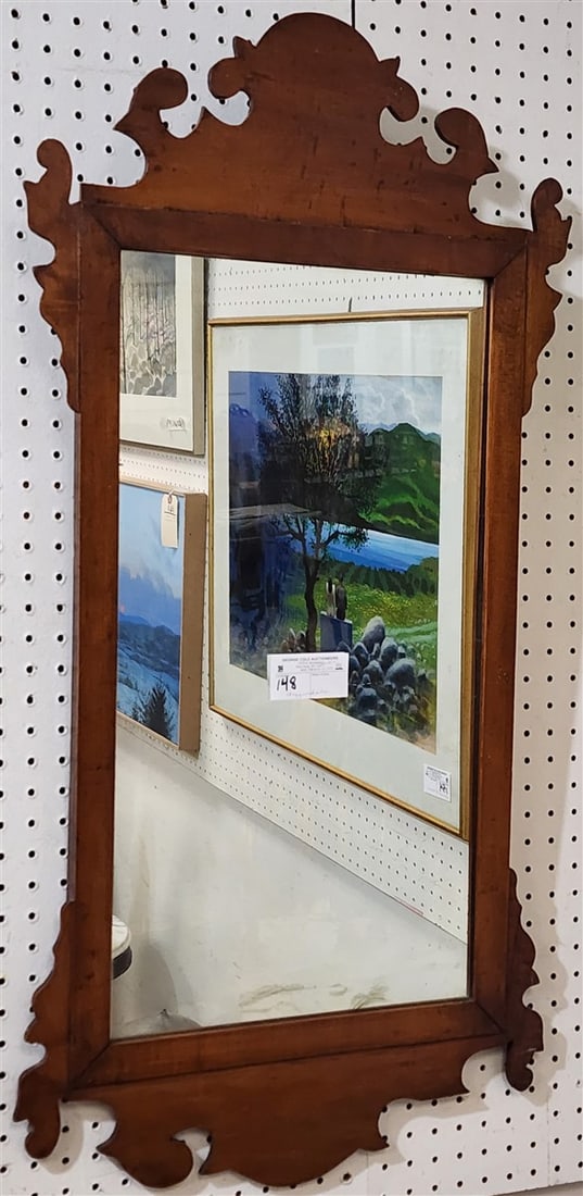 Chippendale Maple Framed Mirror 39" H X 19 1/2" W (1 of 3)