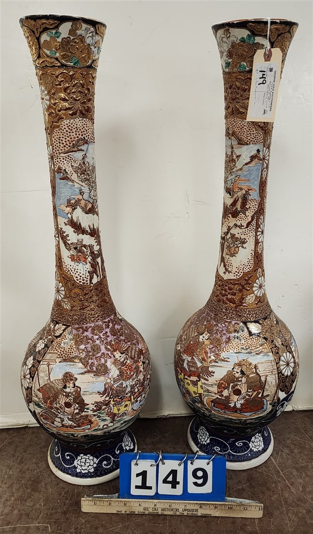 Pr. Satsuma Vases 30 1/2" H (1 of 5)