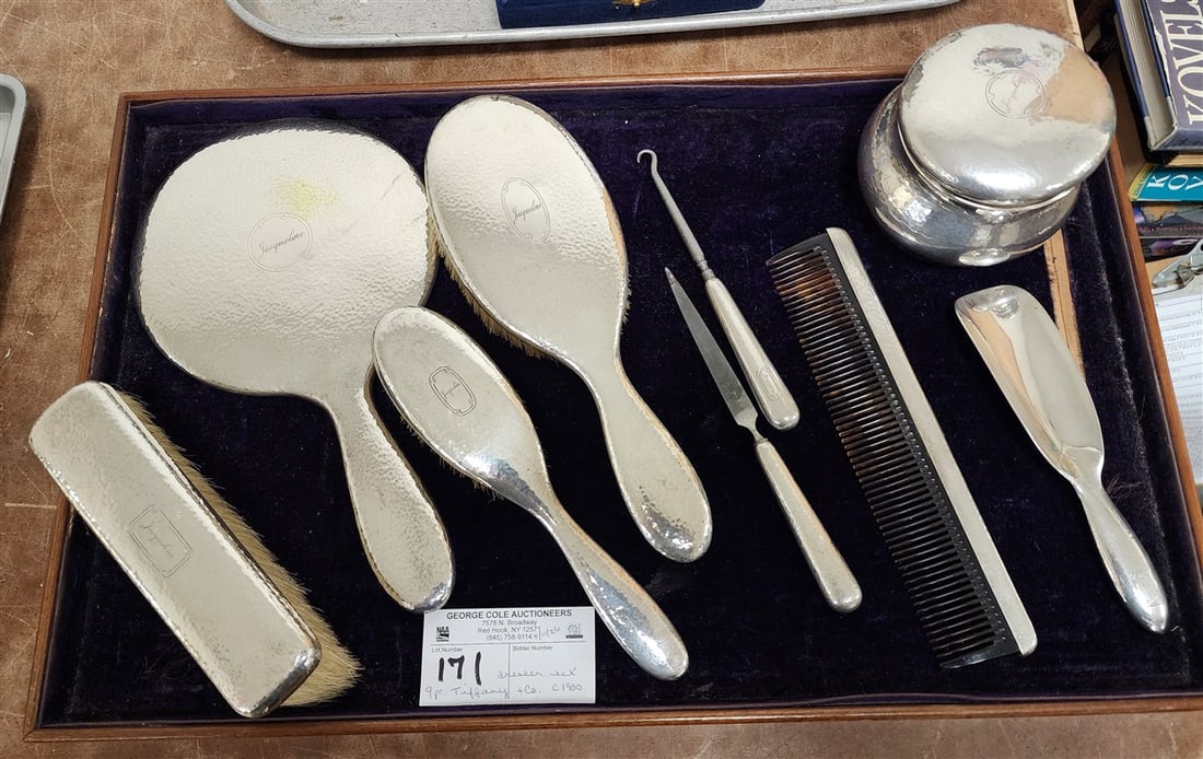 9 Pc. Sterling Tiffany & Co. C1900 Dresser Set (1 of 4)