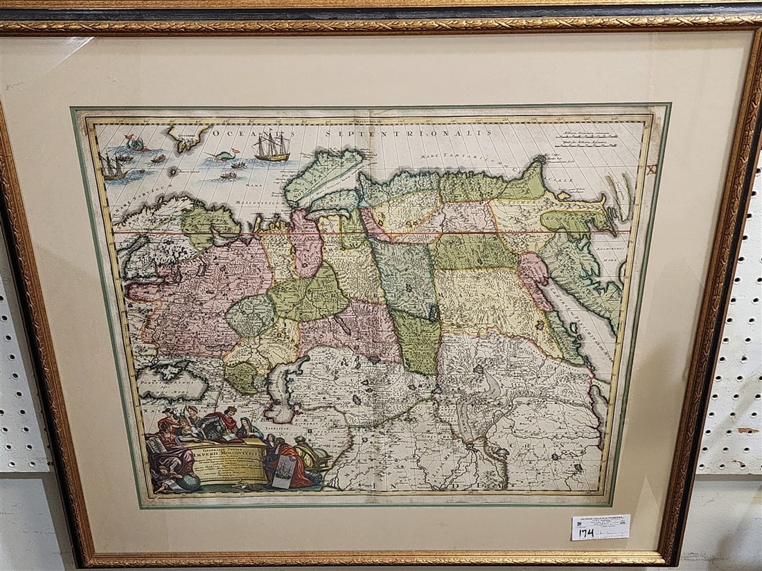 C1720 Hand Colored Engraved Map Of Russia Cartographer- Johann Baptist Homann 20" X 23" w/Frame 28 (1 of 2)