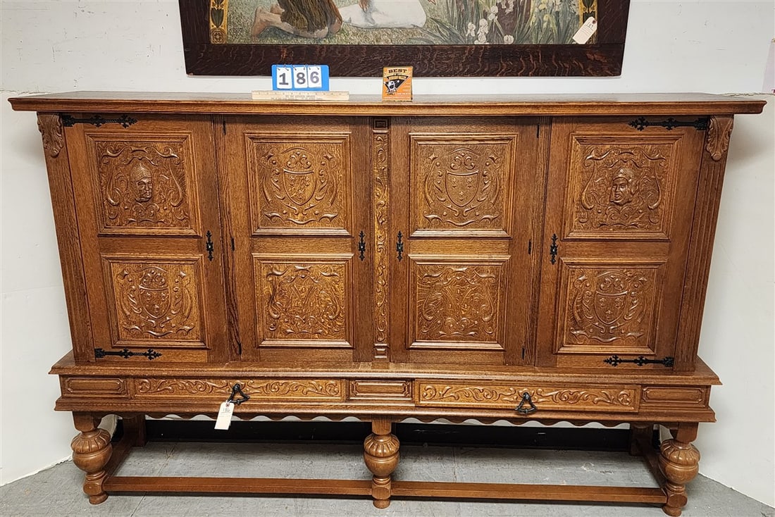 Jaboean Style Oak 4 Drawer 2 Drawer Cabinet 59" H X 7'7" W X 18" D (1 of 6)