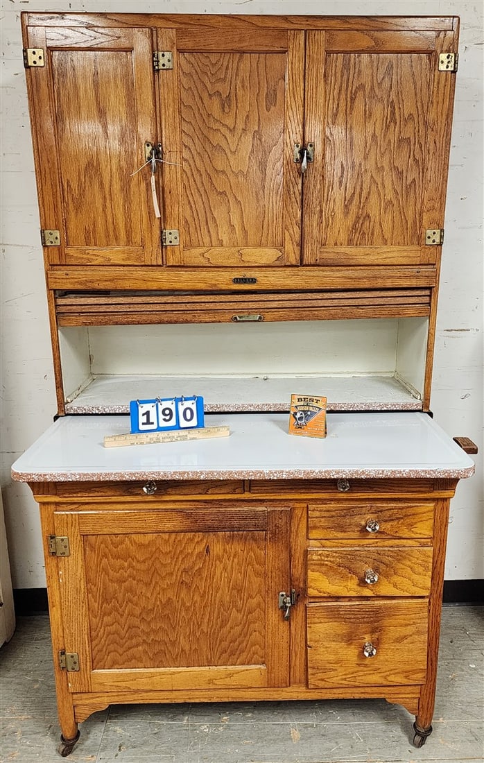 Oak Sellers Elwood Indiana Hoosier Cabinet 6' H 40 1/2" W X 27 1/2" D (1 of 3)