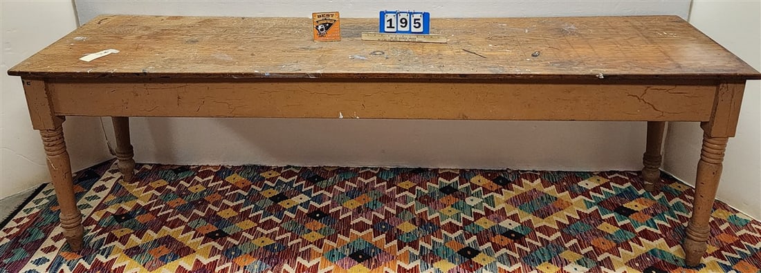 Vintage Oak Harvest Table 28 1/2" H X 7'6" L X 25" W (1 of 3)