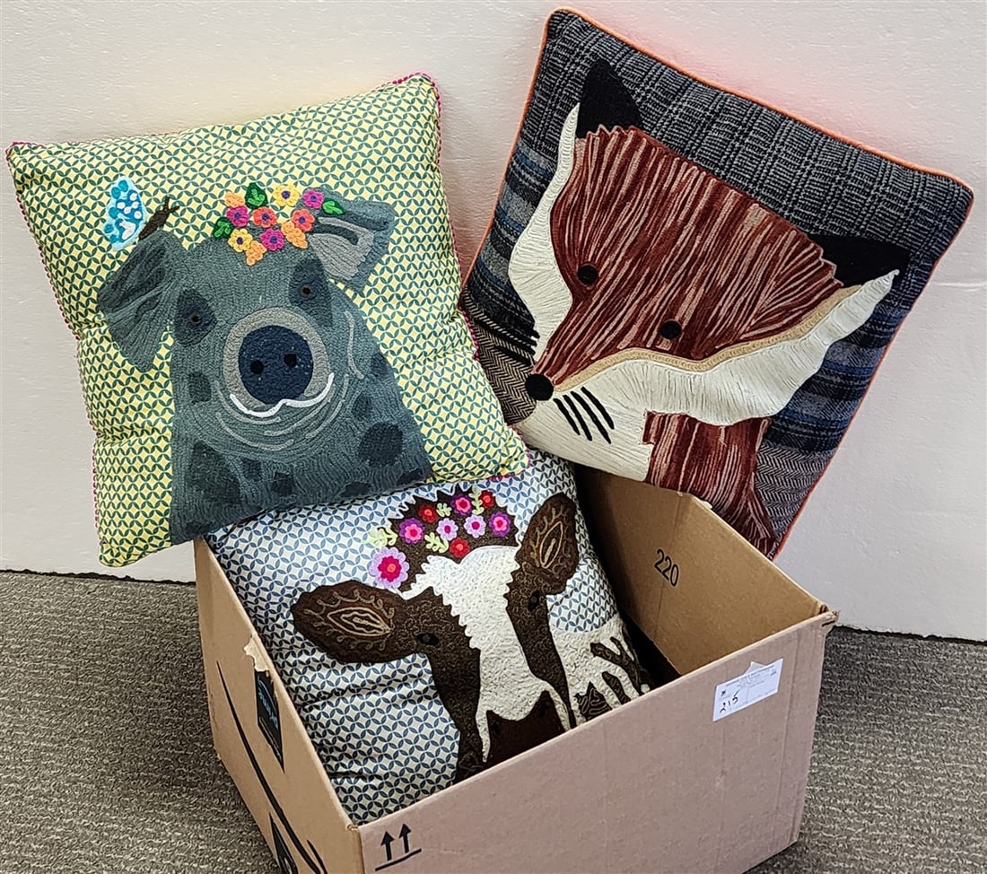 3 Karma Living Needlework Pillows 16" Sq. (1 of 4)