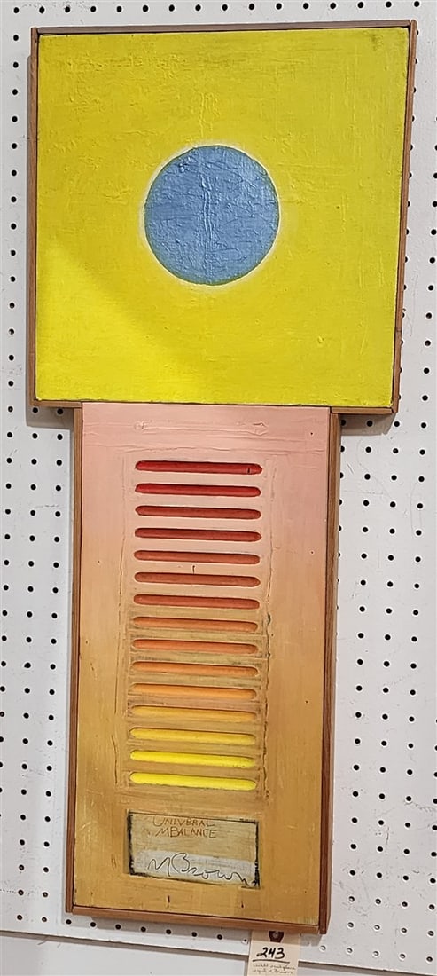 Wooden Wall Sculpture 'Univeral M. Balance' Sgnd M. Brown 33" H X 14" W (1 of 3)