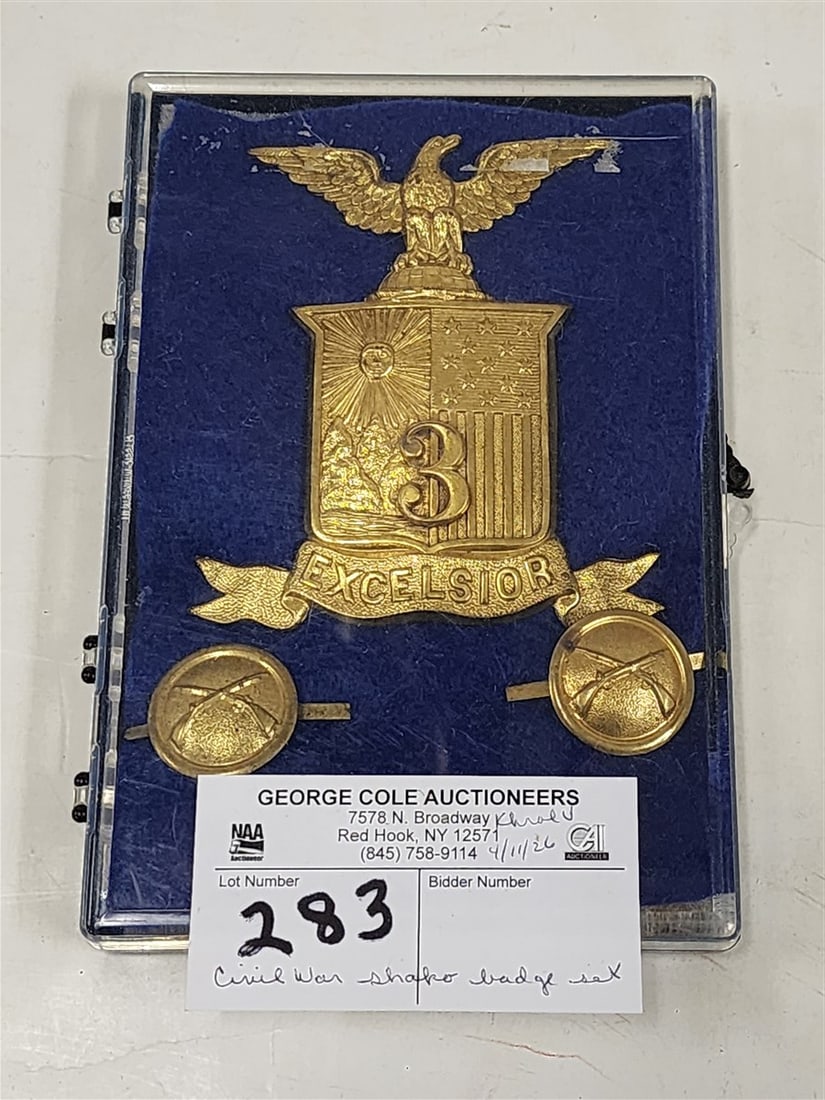 Civil War Shako Hat Badge Set For The Excelsior Brigade 3rd NY Infantry (1 of 1)