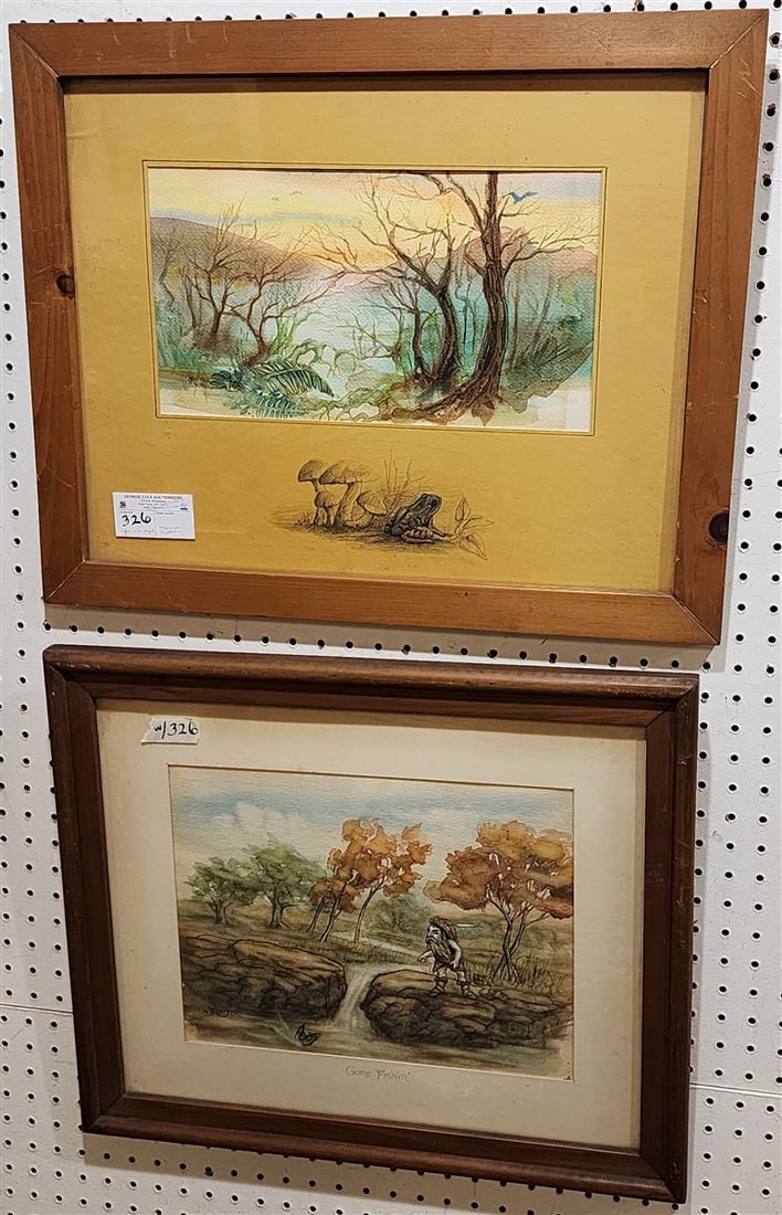 Pr. Framed Landscapes Sgnd Thomas Ritter 1977 + 79, 7 3/4" X 14 1/4" w/Frame 18 1/2" X 23" + 10 1/2" (1 of 5)