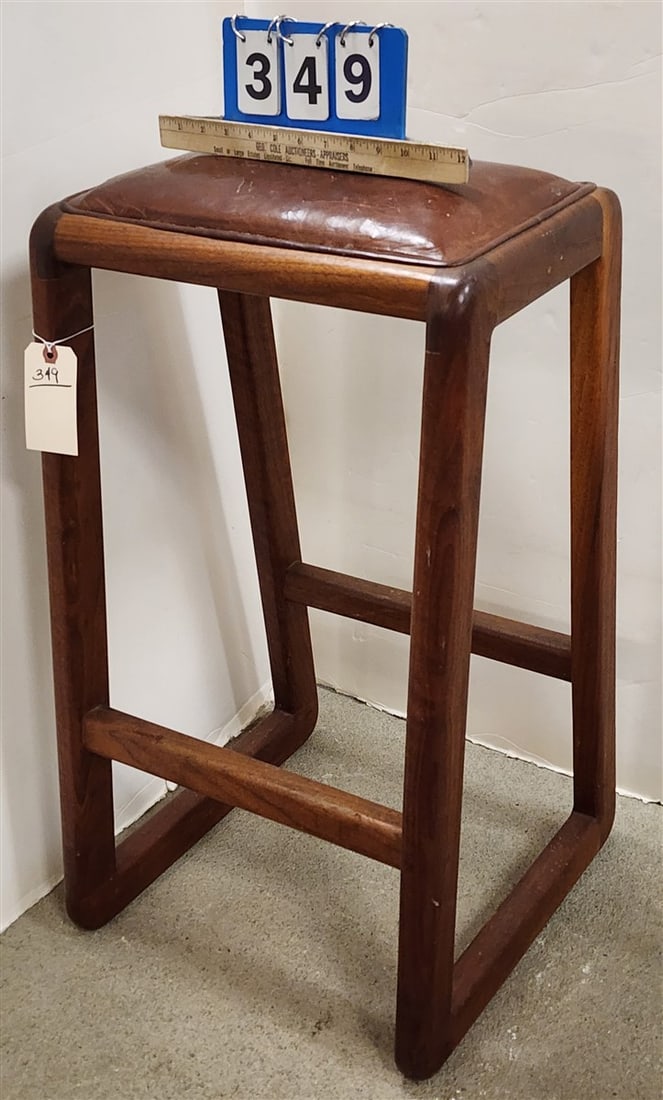 Walnut Leather Top Bar Stool 29 1/2" H X 16 1/2" W X 11 1/2" D (1 of 2)