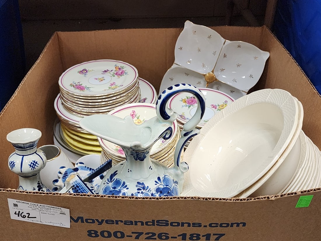 Bx China Incl, Partial Aynsley Dinner Service, Wedgewood, Osier, Delft, Etc. (1 of 7)
