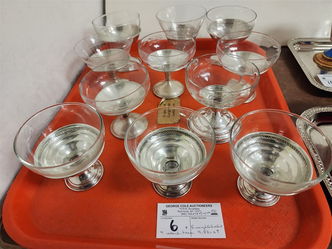 Tray 7 Sterling Base Insert Sherbets 4.88 ozT. + 4 Weighted Sterling (1 of 4)