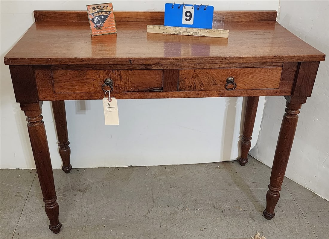 Sheraton 19th C Walnut 2 Drawer Stand 31" H X 39 1/2" W X 19" D (1 of 3)