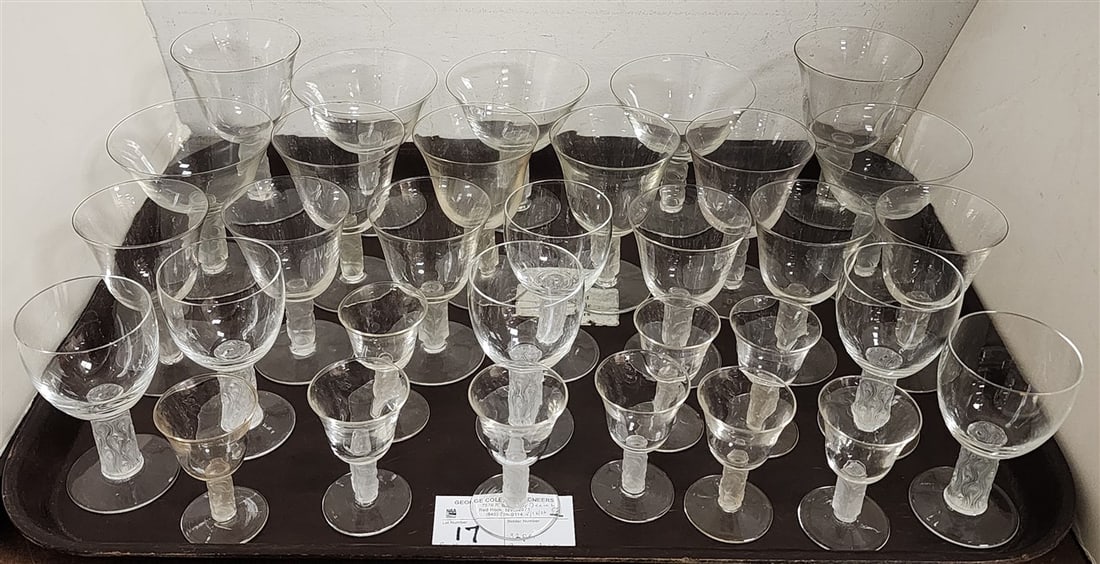 Tray 32 Pc. R. Lalique Cep Glass Stemware (1 of 2)