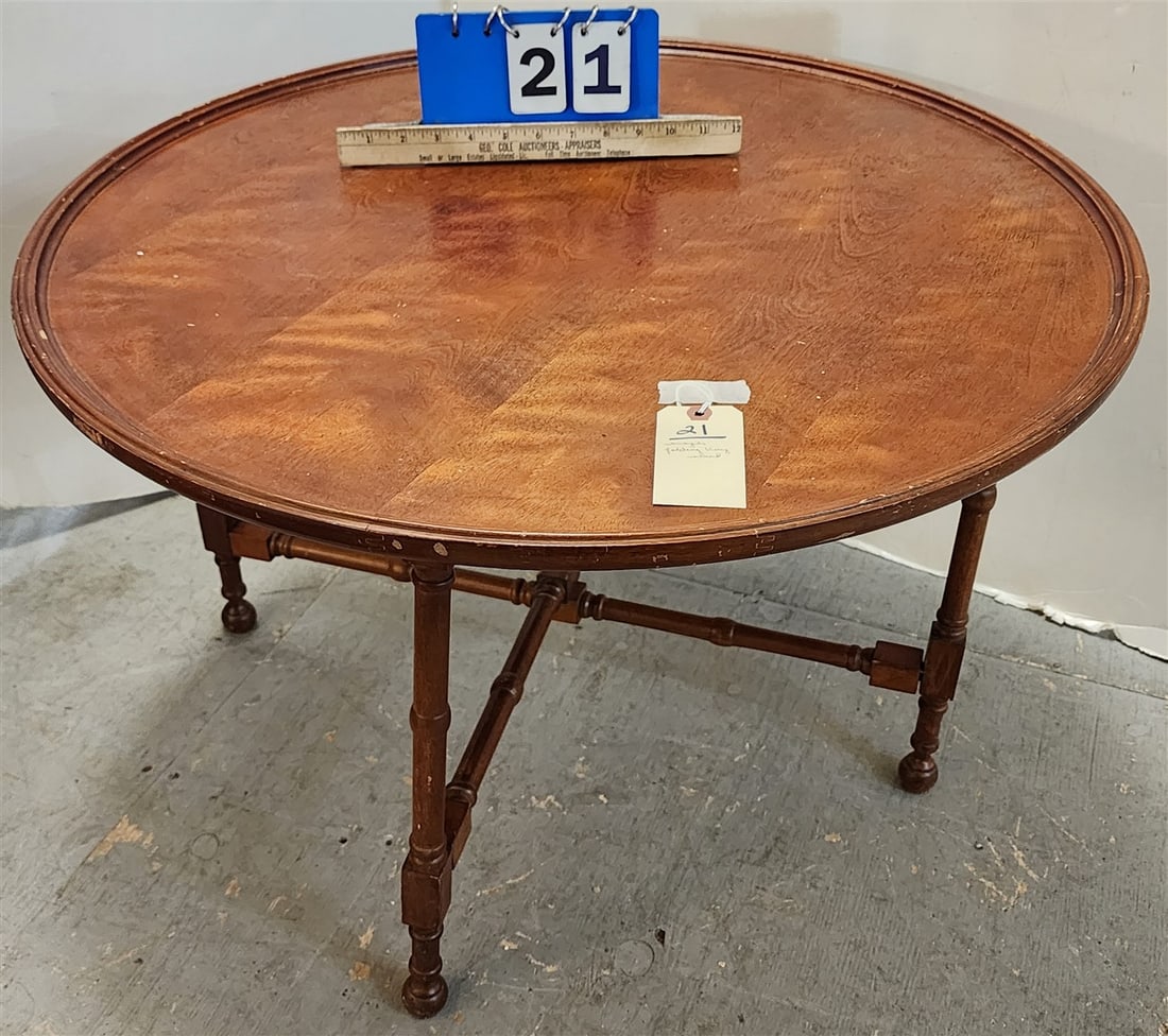 Maple Folding Base Stand w/Maple Dish Top 20" H X 29 1/2" Diam. (1 of 3)